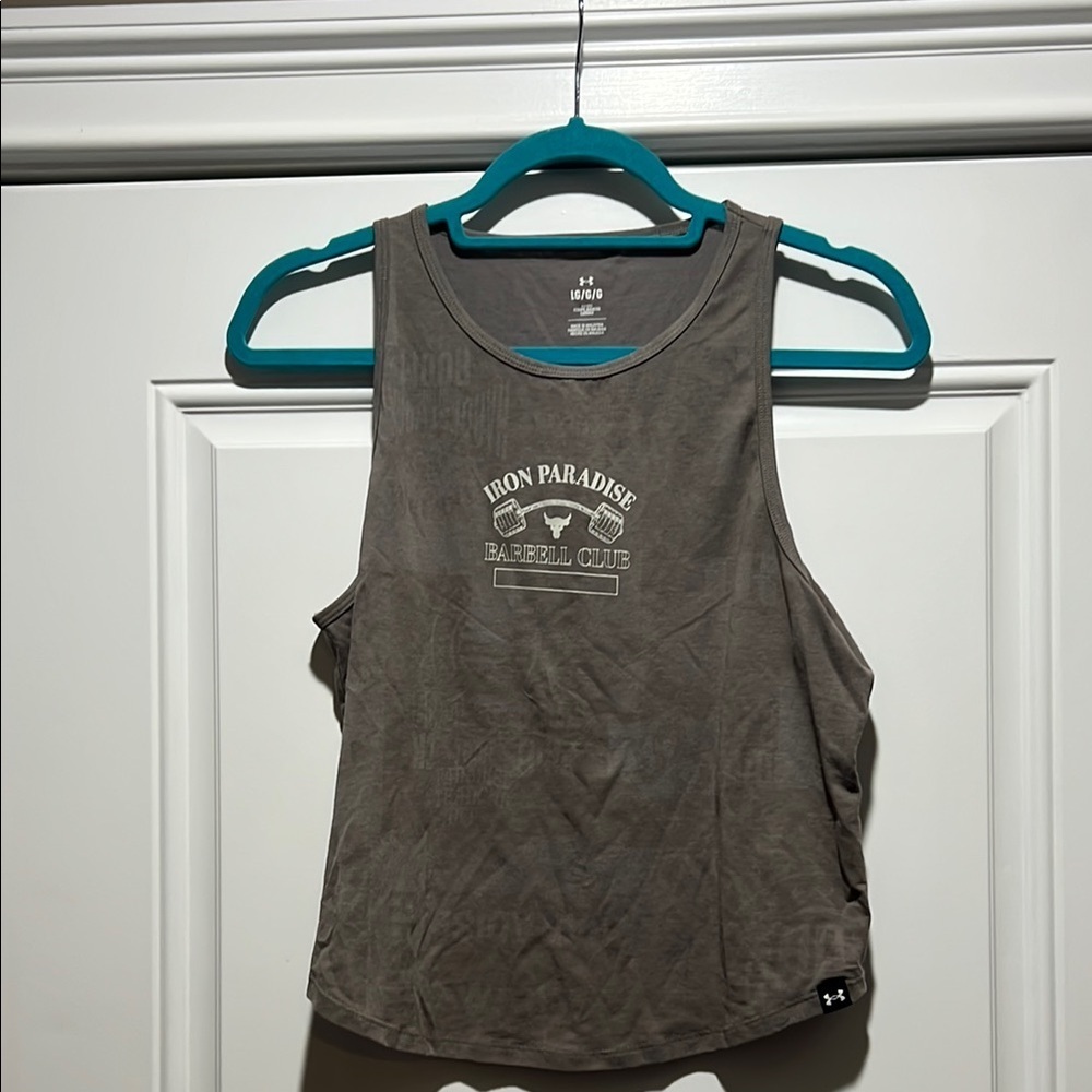 NWOT Project Rock Large Gray Sleeveless Crop Tank Top